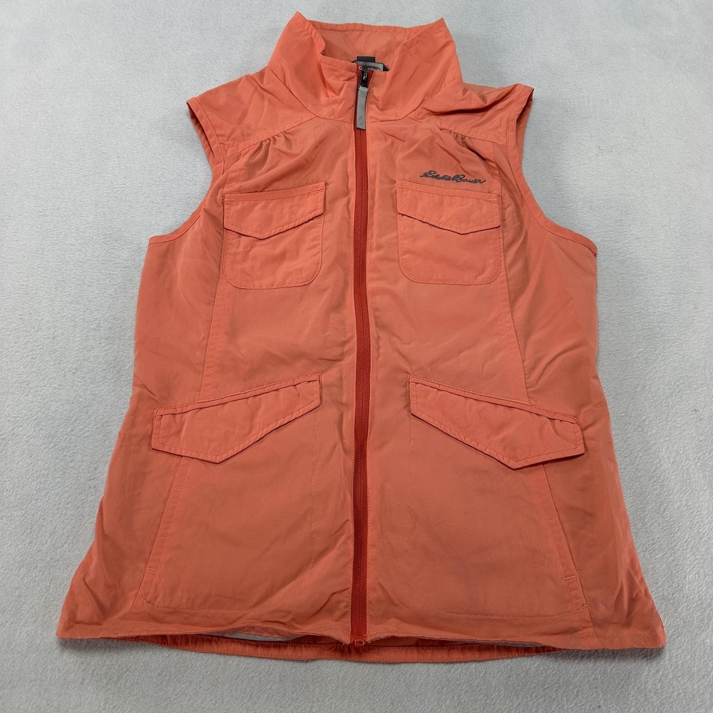 Eddie Bauer Travex Vest Womens Small Coral Nylon Lightweight Travel Hiking Zip - Picture 1 of 13